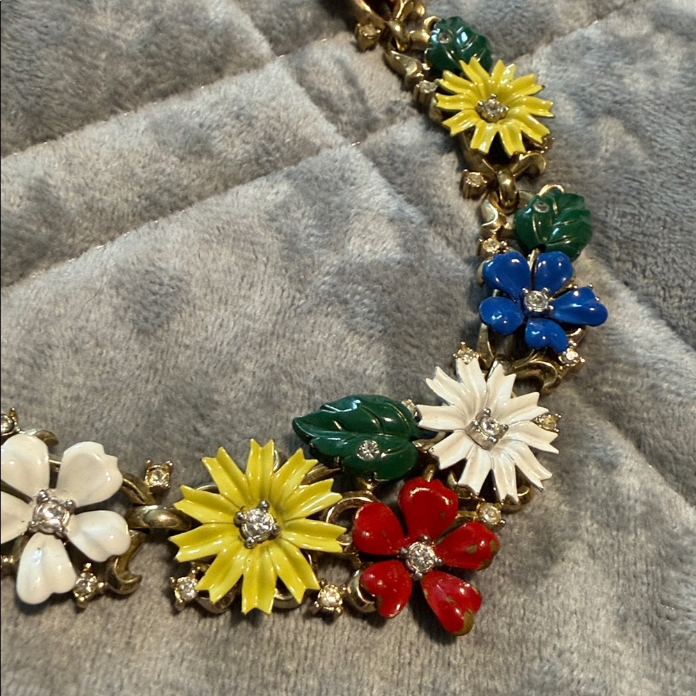 Floral Multicolor Enamel Necklace - Women Jewelry - Picture 3 of 6